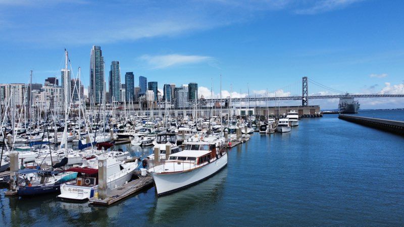 South Beach Harbor with Bay Bridge and San Francisco skyline